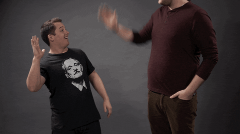 small-man-giving-up-on-highfive small man giving up on highfive