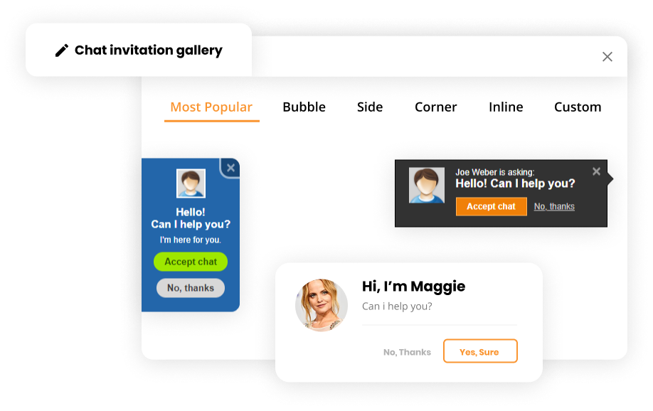 Chat invitation gallery in Live chat software - LiveAgent