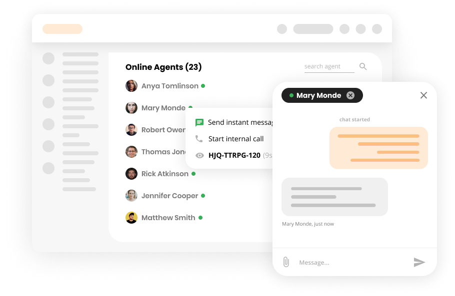 Chat interno no software de atendimento ao cliente - LiveAgent