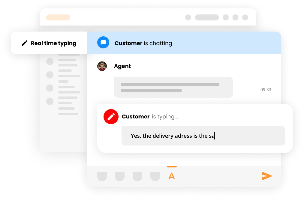 Real-time typing feature in Customer service software - LiveAgent