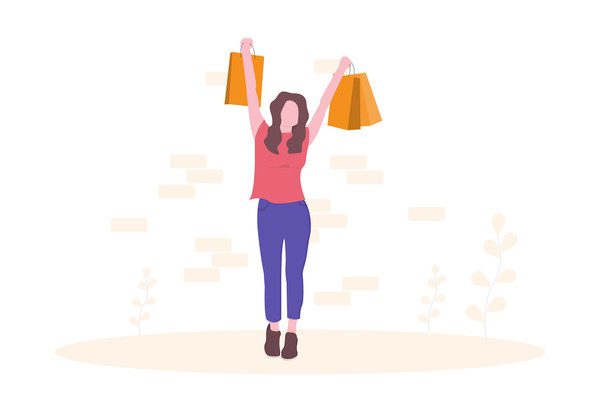 woman with shopping bags-illustration