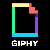 giphy цветной логотип на черном фоне