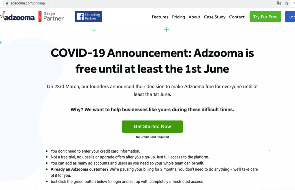 Adzooma Covid announement