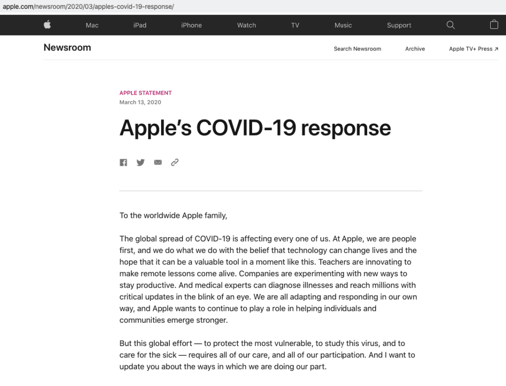 Apple Covid response