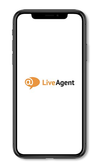 LiveAgent logo on phone screen