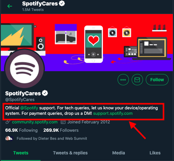 Spotify Twitter account