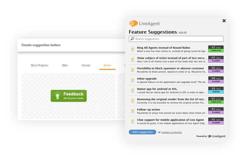 Customer Feedback & Suggestions feature - LiveAgent