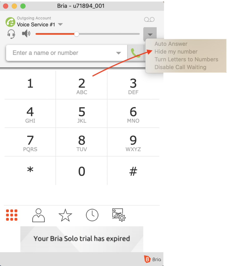 Λειτουργίες δωρεάν Bria softphone