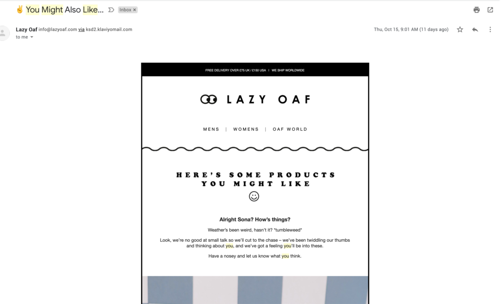 Кросс-продажа в исполнении Lazy Oaf