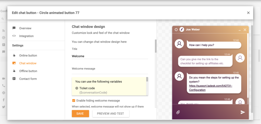 Customize your chat window in LiveAgent