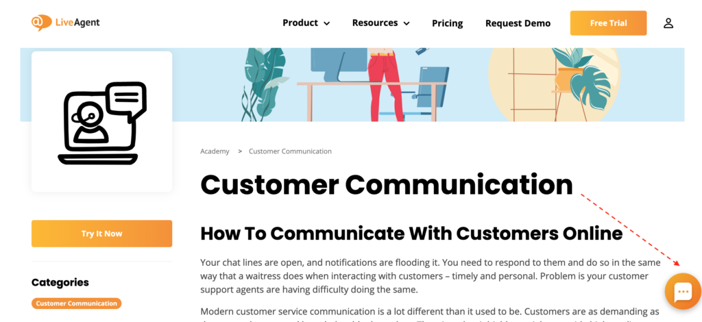 customer-communication-live-chat-button-placement