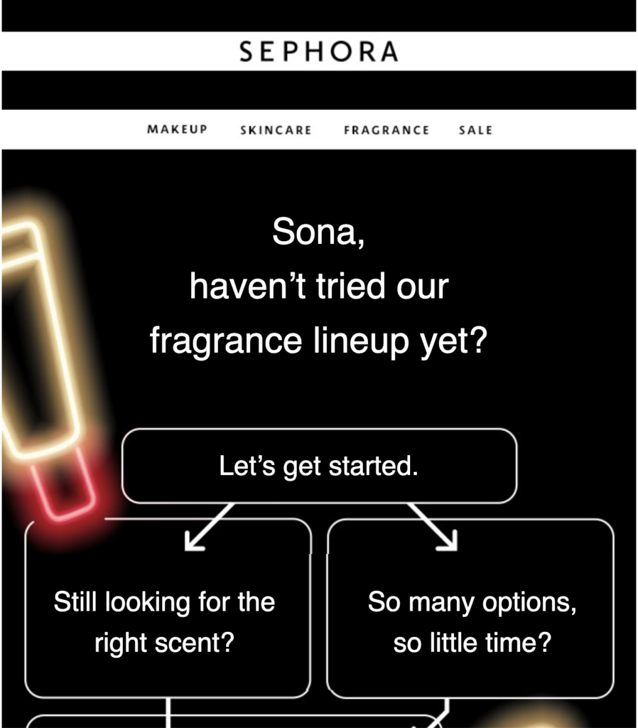 De email om klanten terug te winnen van Sephora