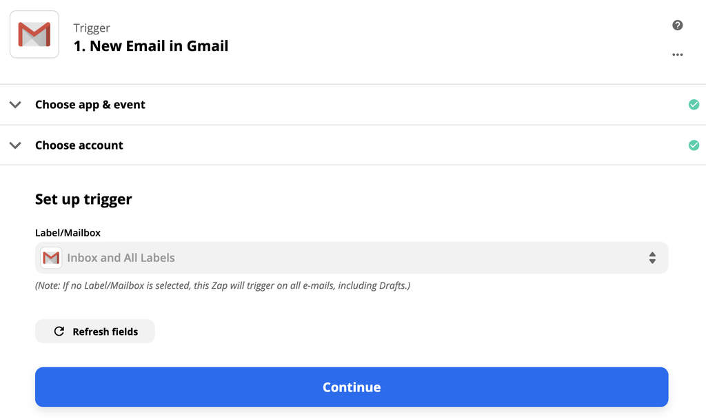 Gmaili käivitaja seadistamine Zapieris