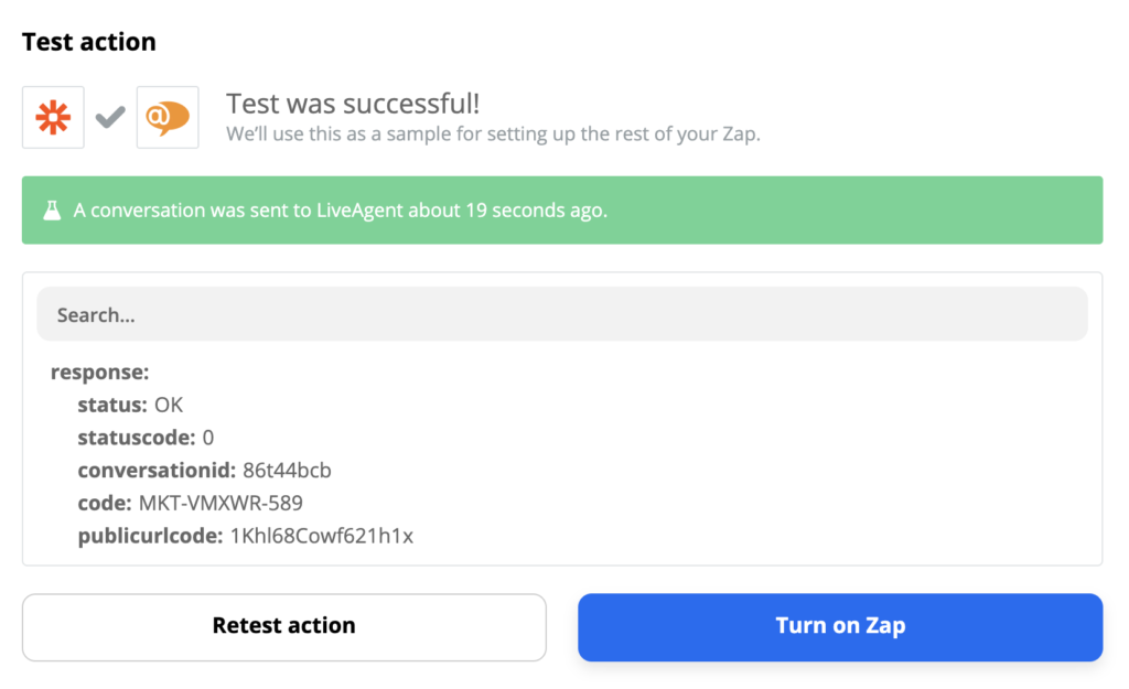 LiveAgenti ja Gmaili eduka testi näide