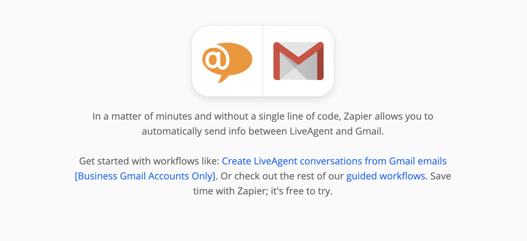 LiveAgenti ja Gmaili integreerimise seletus Zapieris