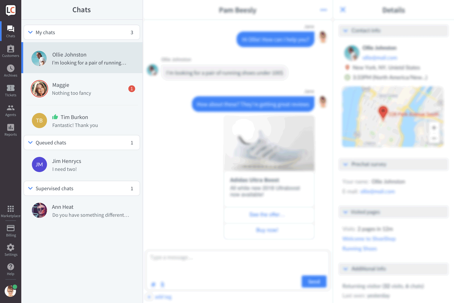 livechat - ongoing real-time chat