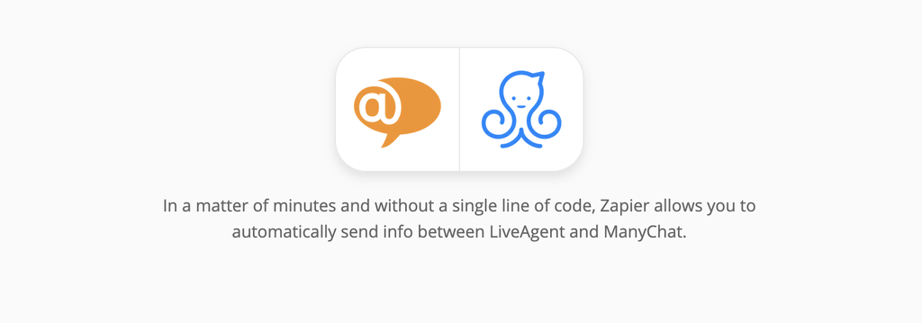 Stran za integracijo ManyChat in LiveAgent na Zapierju