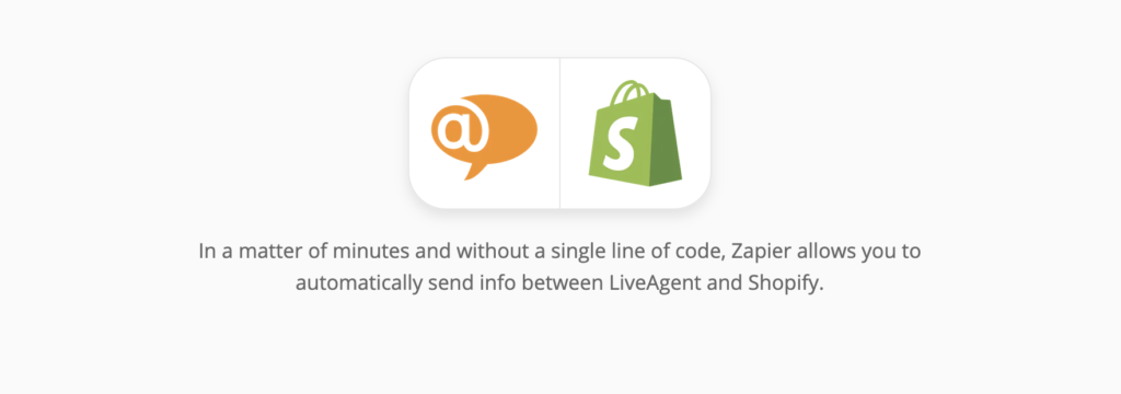 Página de integração LiveAgent e Shopify no Zapier