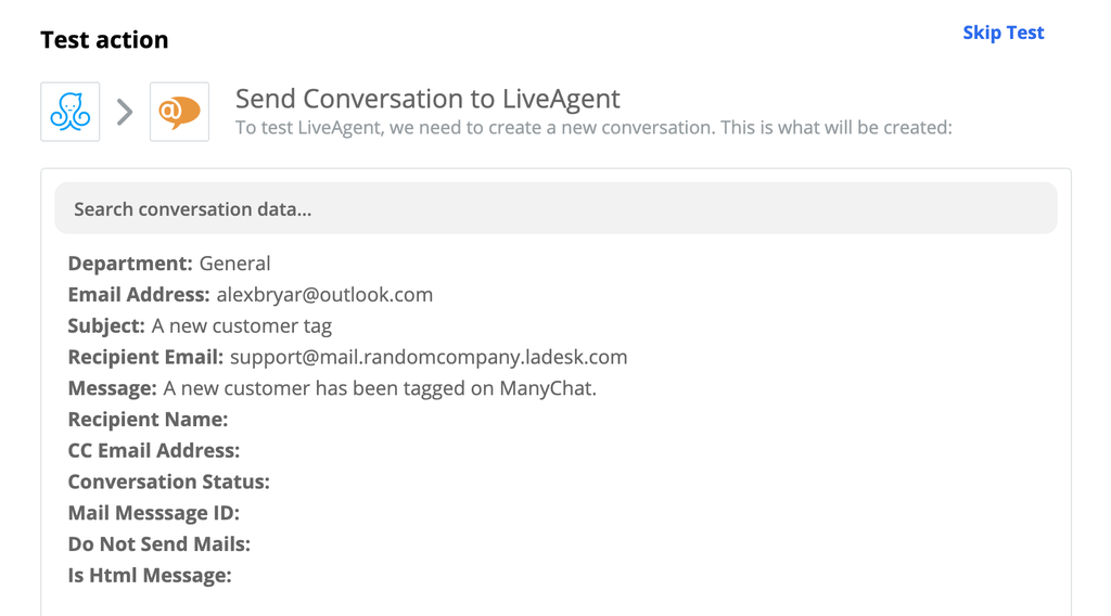 Uspešen preizkus integracije ManyChat in LiveAgent