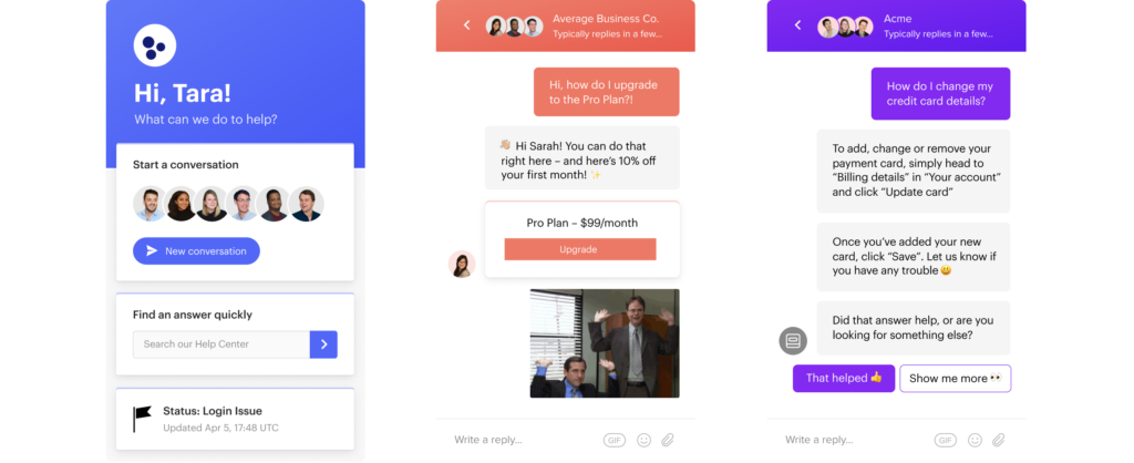 Intercom live chat windows customization options