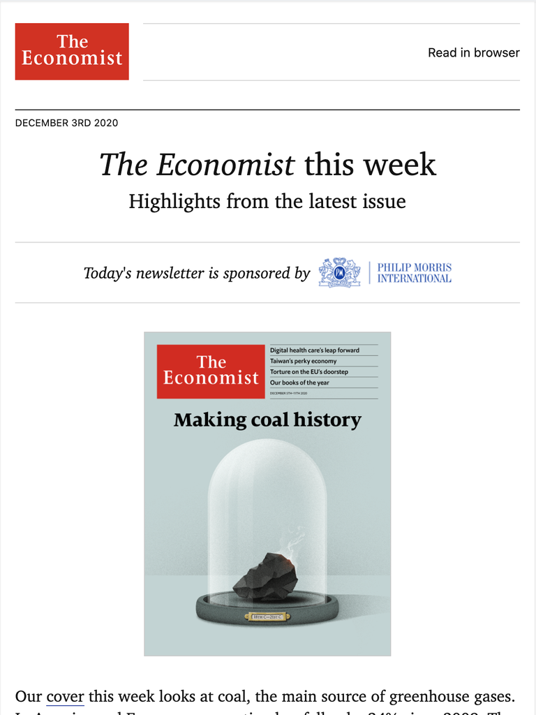 The Economist new article annoucnement