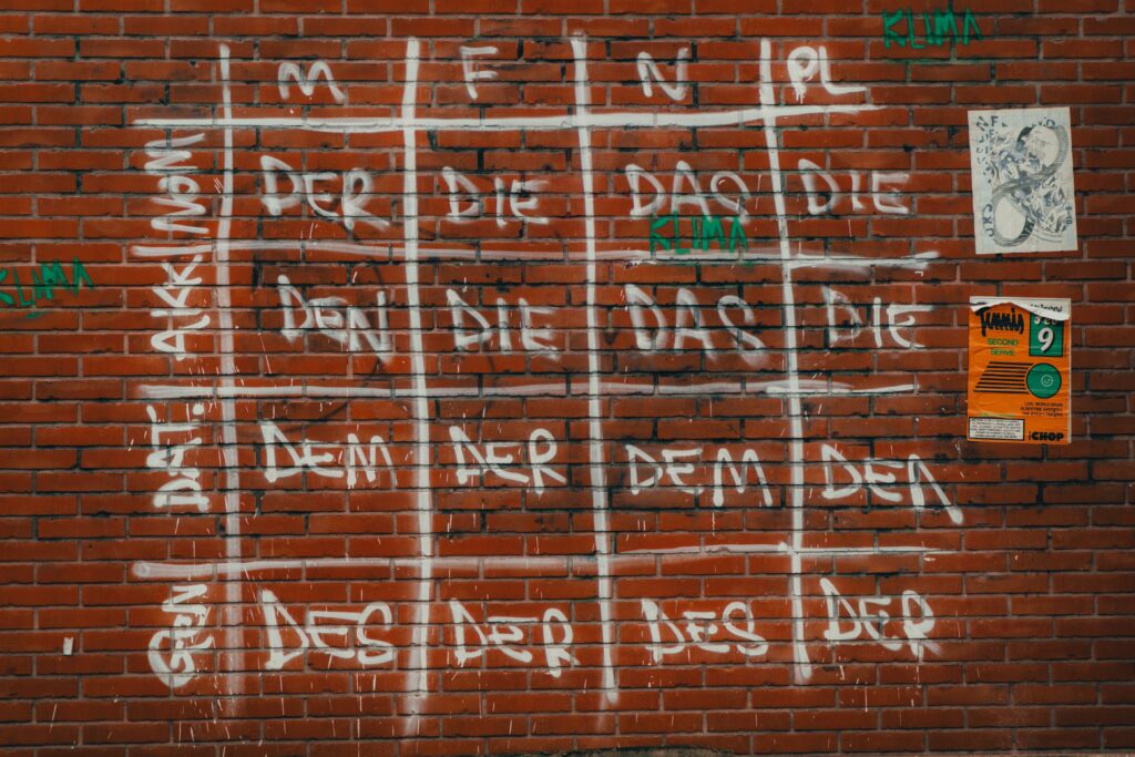 German grammar on wall in Berlin