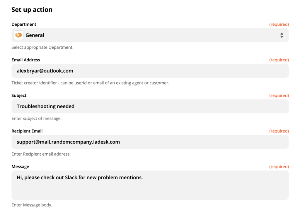 LiveAgent veiksmo sąrankos "Zapier" demonstracija