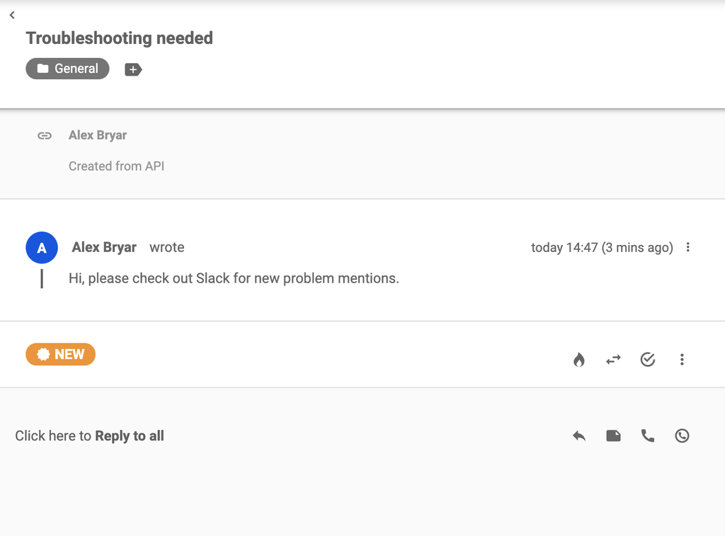 Bileitas nusiųstas į LiveAgent atsiradus raktažodžiui "Slack"