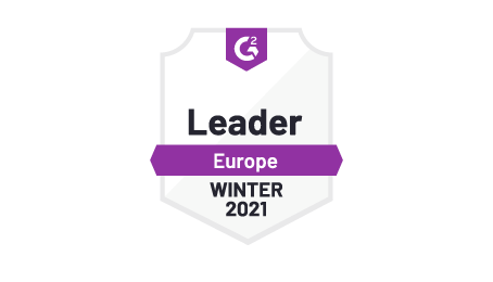 G2 badge leader in Europe in live chat and help desk