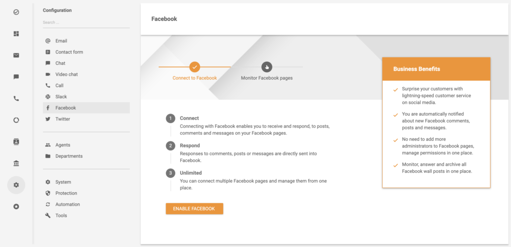 LiveAgent facebook integration