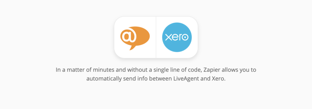 Page d'intégration de Xero et LiveAgent sur Zapier