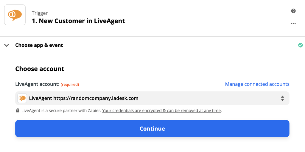 Impostazione del trigger LiveAgent