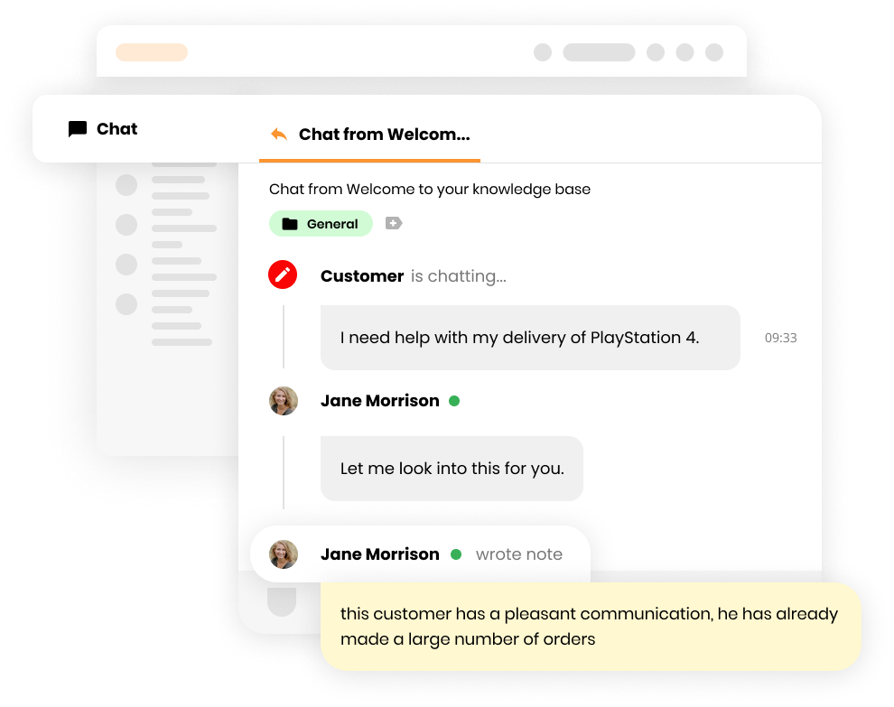 Live chat software notes in chat - LiveAgent