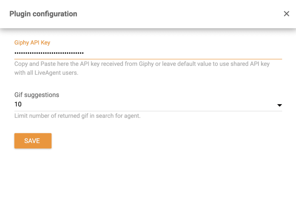 Fügen Sie dem Plugin in LiveAgent den Giphy-API-Schlüssel hinzu