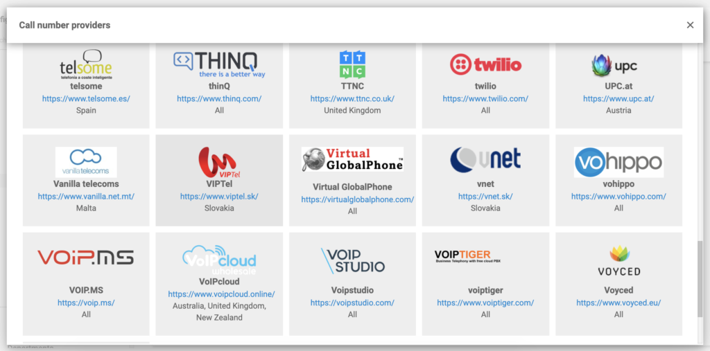 Integraciones del proveedor de VOIP de LiveAgent