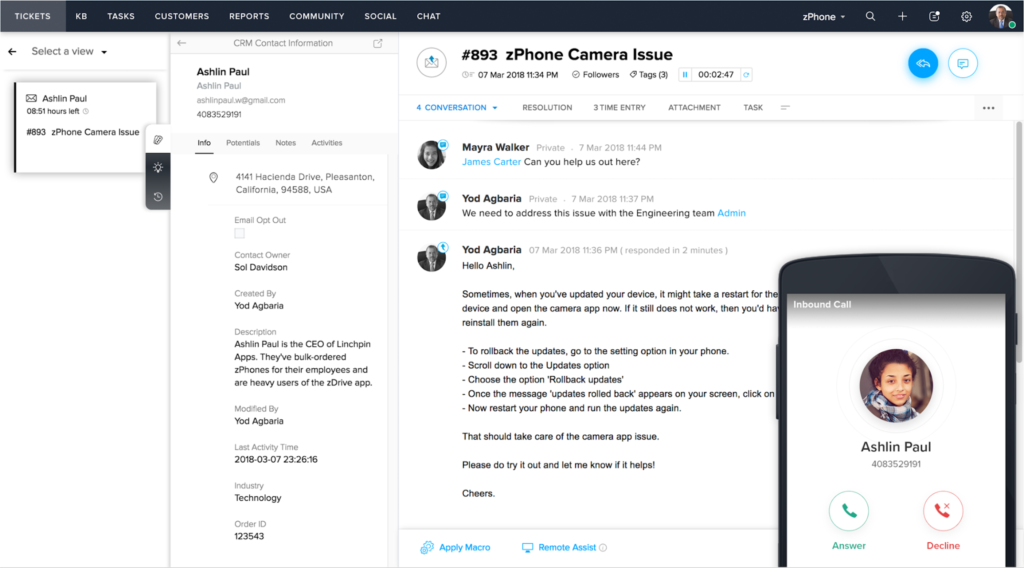 3. Zoho Desk