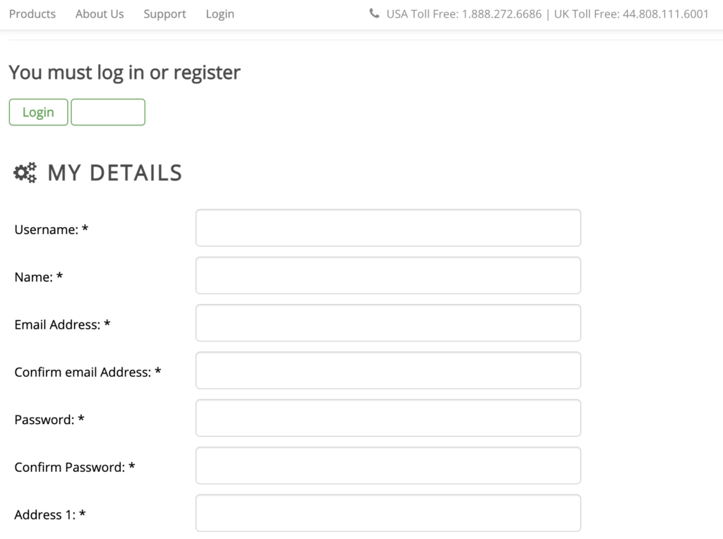 Registrační formulář SendMyCall