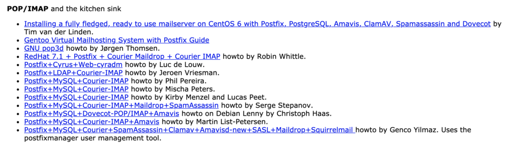 Guides pratiques POP/IMAP pour la configuration de Postfix sur le site internet de Postfix