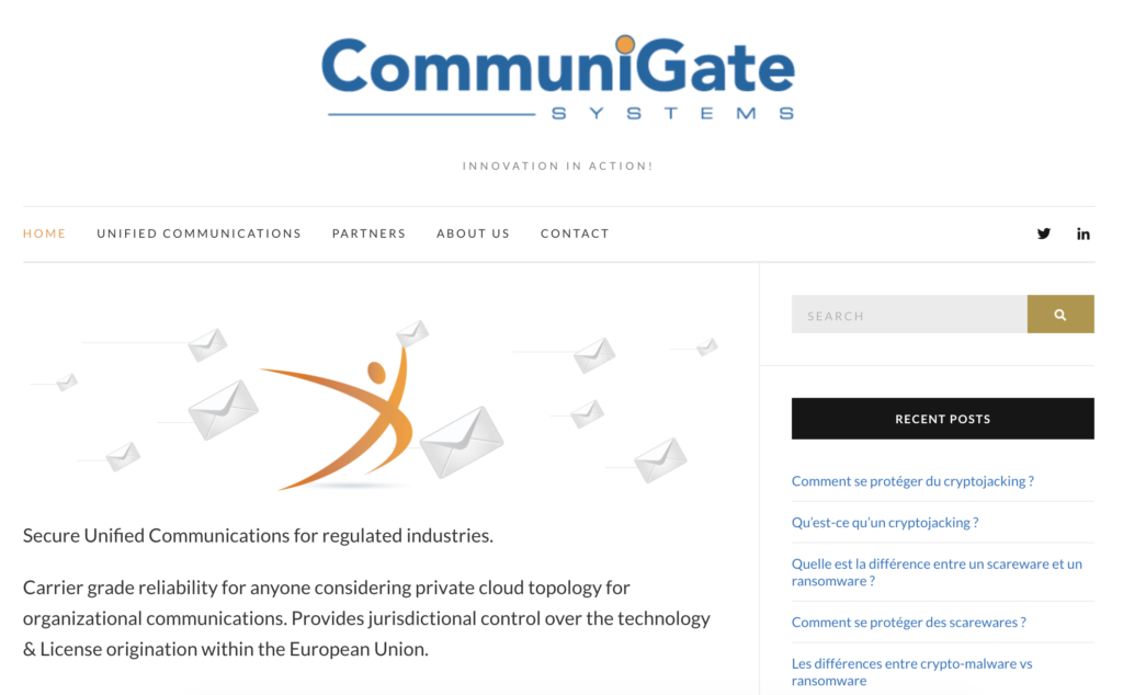 Communigate Pro homepage 