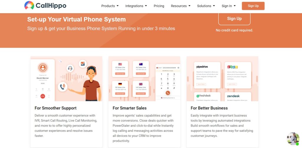 CallHippo homepage