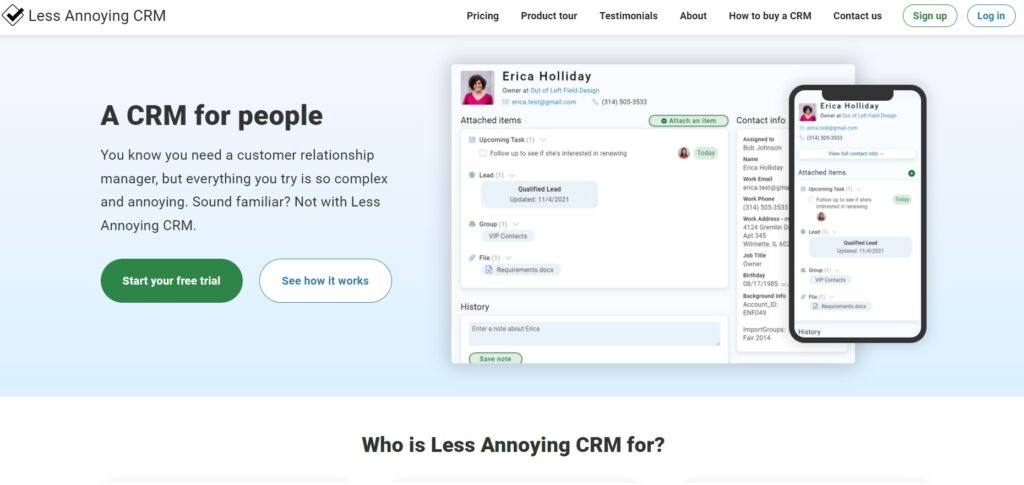 Αρχική σελίδα Less Annoying CRM