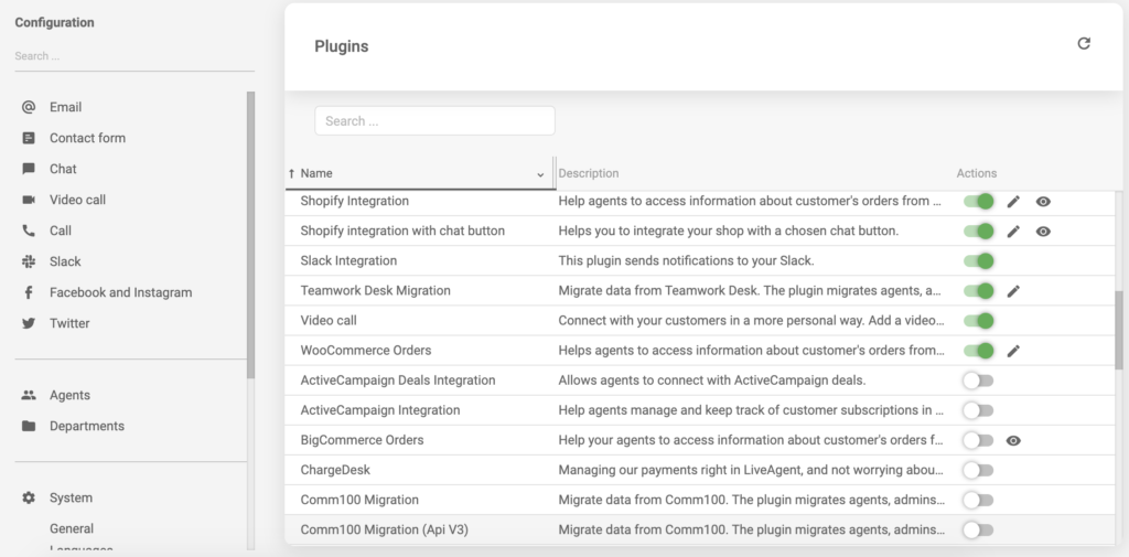 Neue Plugin-Suchleiste in LiveAgent 5.26