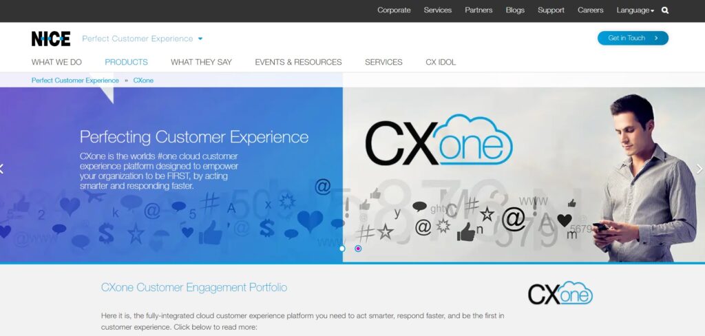 Homepage di Nice CXone 