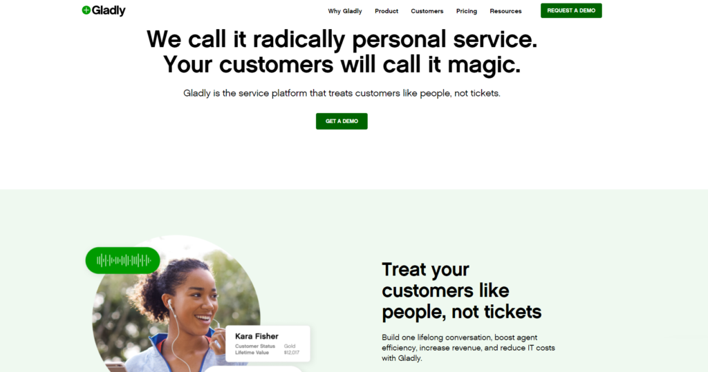 Gladly homepage