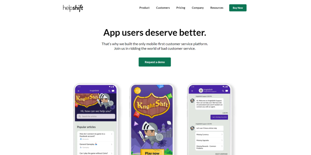 Helpshift homepage