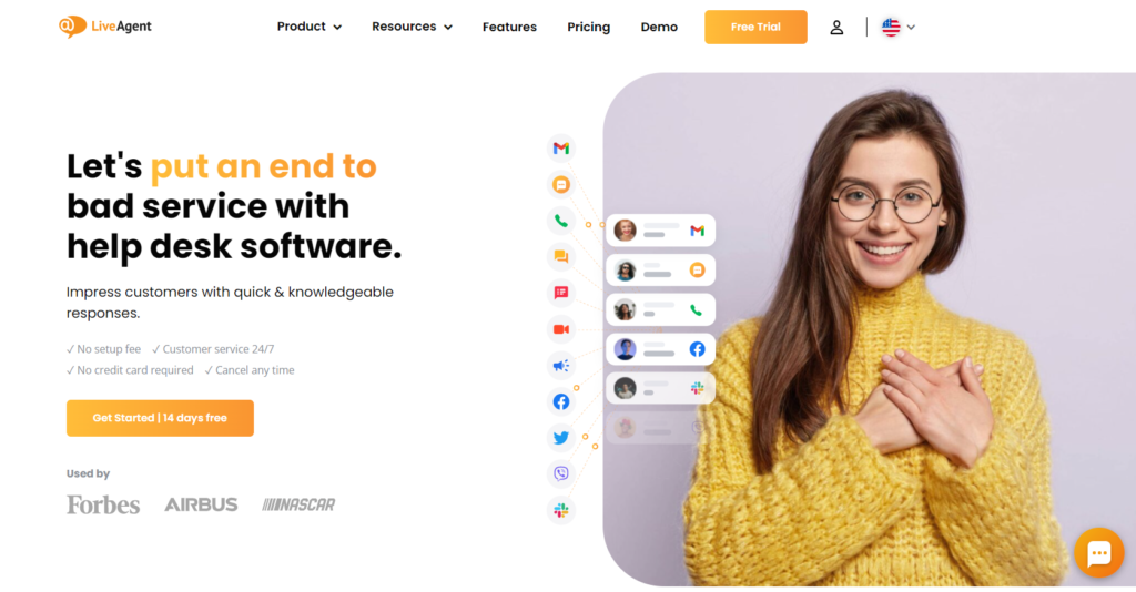 LiveAgent helpdeskpagina
