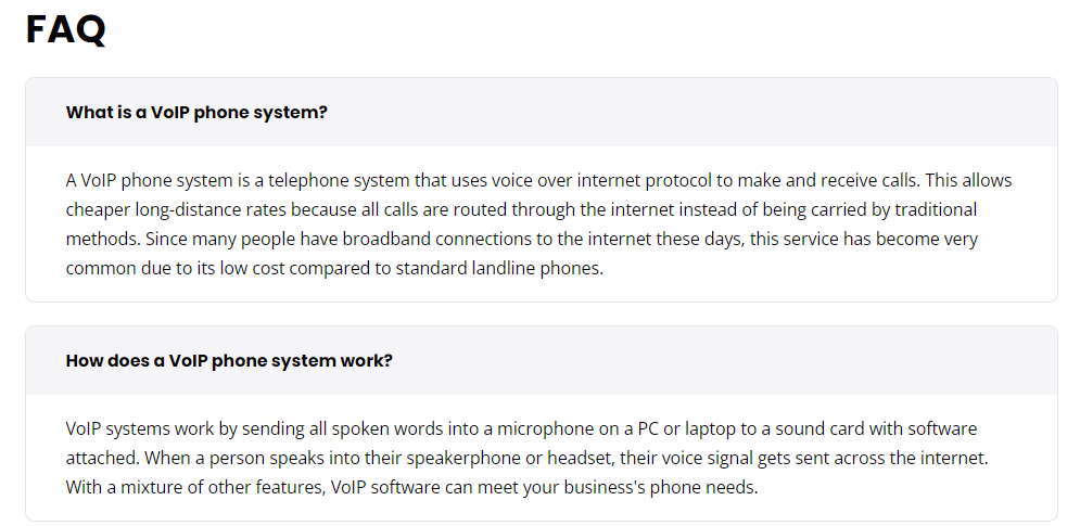 FAQ section example