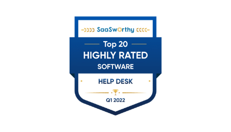 SaaSworthy Highly Rated Helpdesk Softwaer Q1 2022