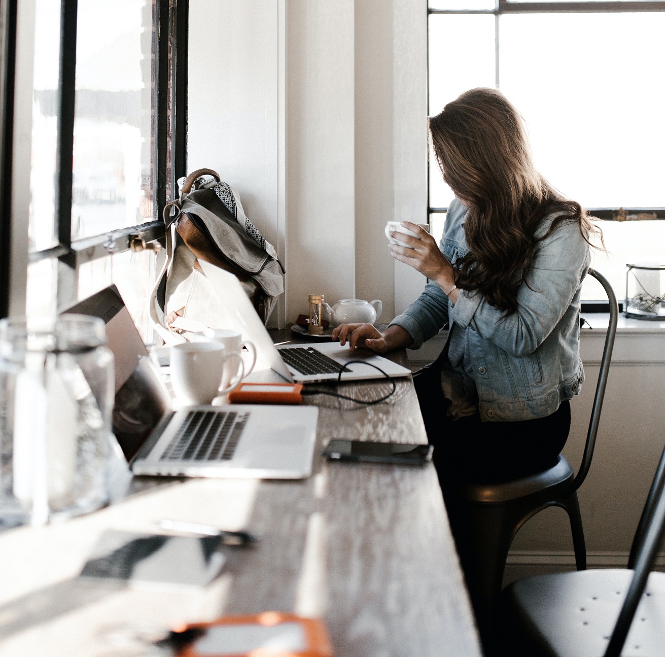 Woman blogging