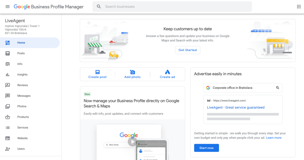Profil mojej firmy w Google